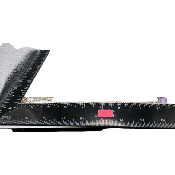 Necklace Luna Norte Small Teardrop Purple Bead 16" Matte Gold Tone Adjustable - Picture 6 of 6